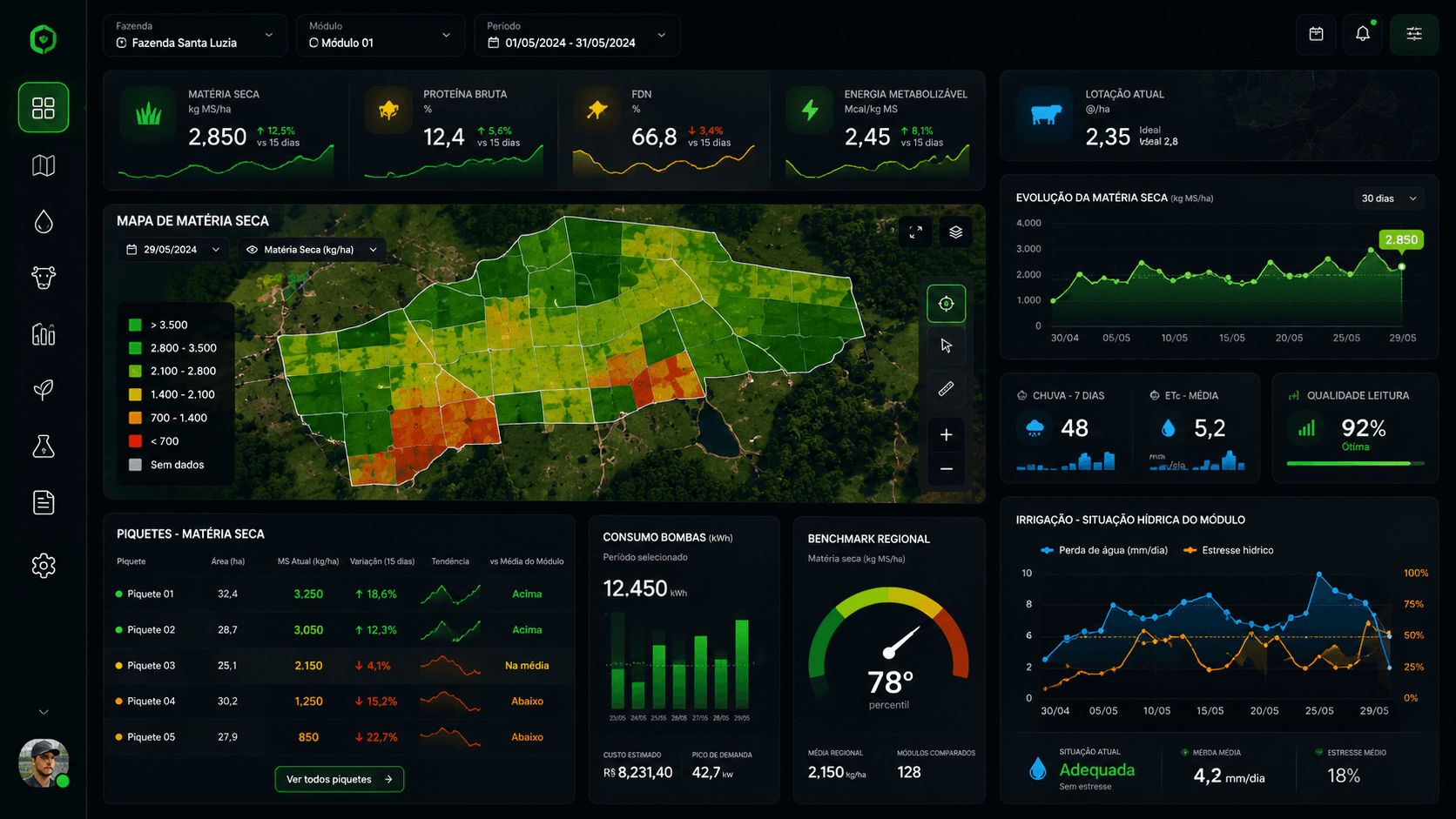Mockup do dashboard PastoAuto